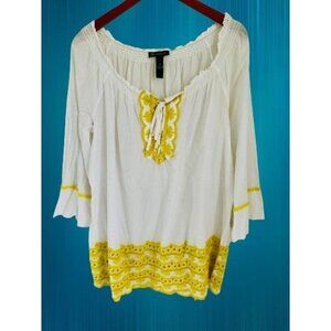 INC International Concept Bohemian Tunic Beach Coverup Embroidered Top Size 14